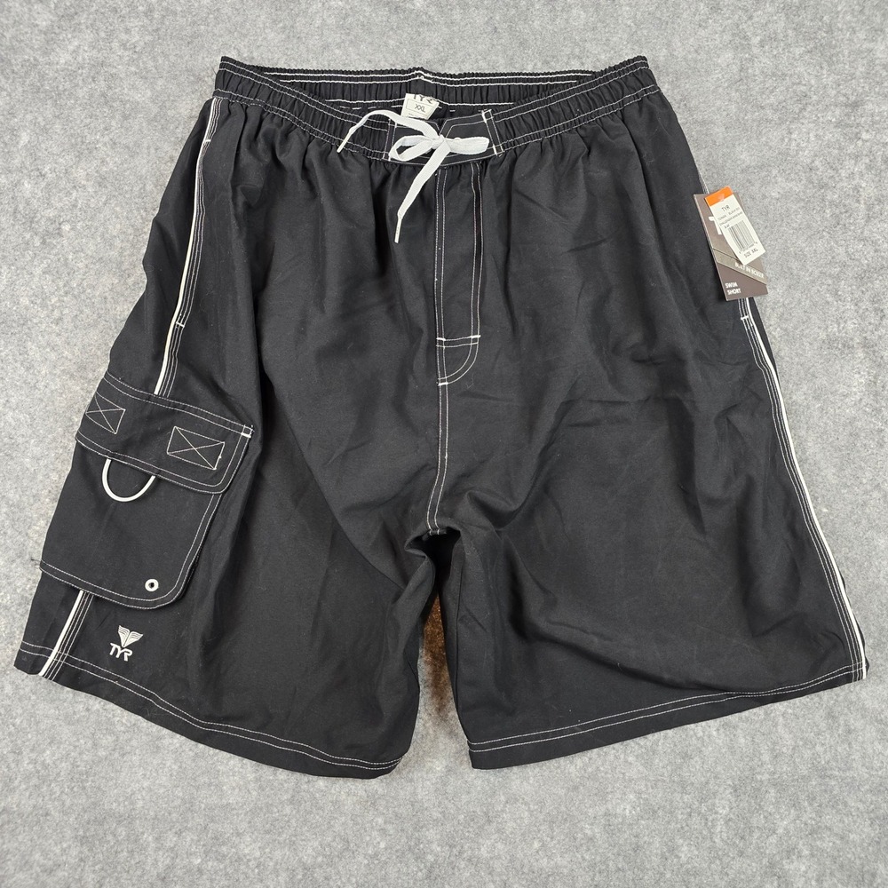 TYR Men Black‎ Challenger Swim Shorts XXL Built In Boxer Liner UPF 50+ MS004